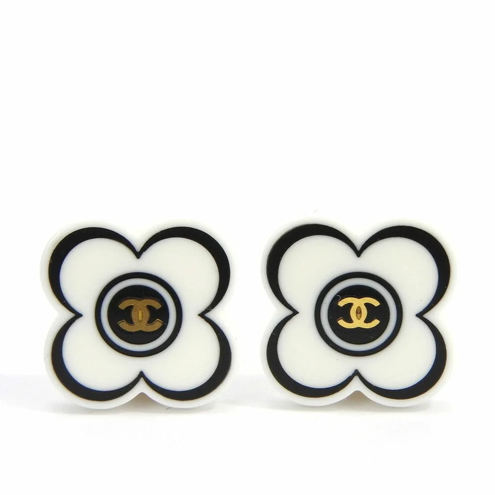 CHANEL Black Logo Earrings